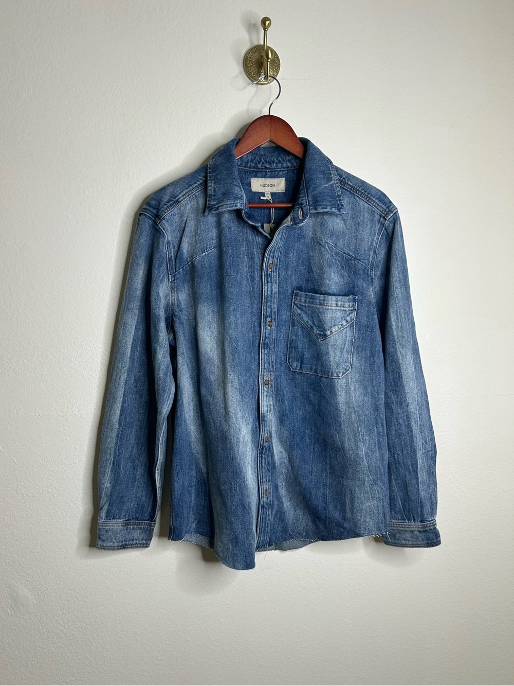 NWT Hudson 100% Cotton Acid Wash Button Down Oversized Shirt